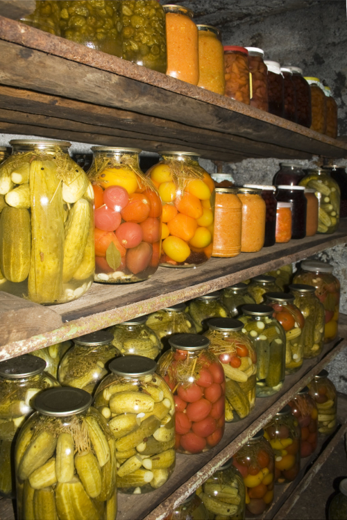 jars of canned and pickled foods