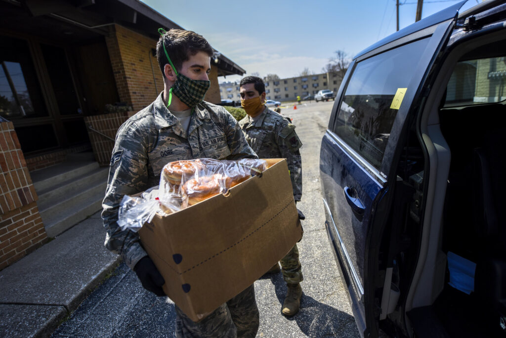 Food from a local food bank is delivered to a consumer