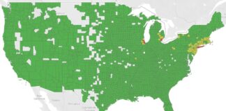 Map of US showing deaths