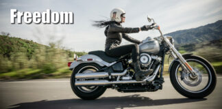 Woman riding a Harley-Davidson