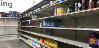 empty shelves at Walmart