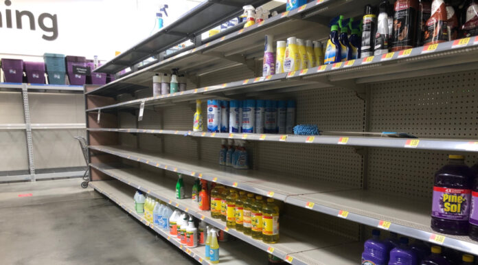 empty shelves at Walmart