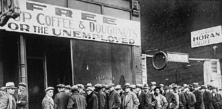 A soup kitchen during the great depression