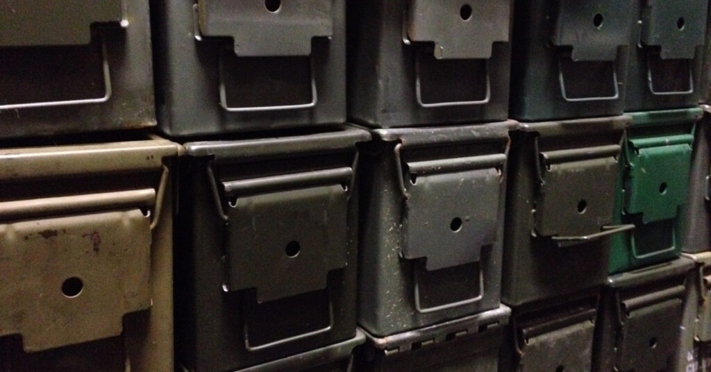 Stacks of ammo cans