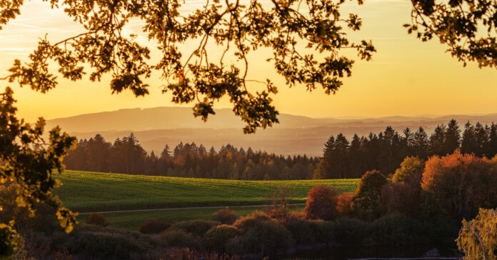 An autumn scene in the mountains