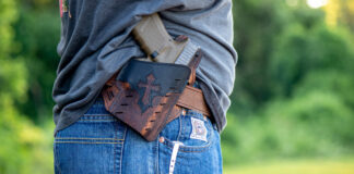 A concealed carry pistol in a holster