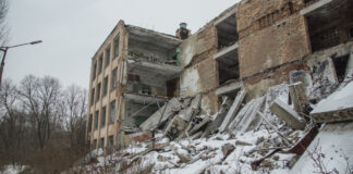 broken down Soviet building