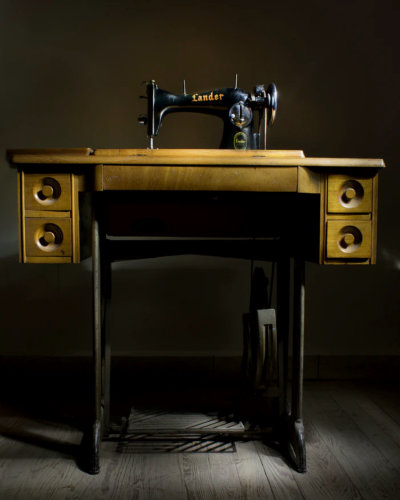 A treadle sewing machine