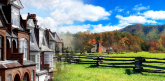 Comparing an urban row house to a country homestead
