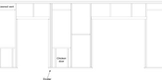 Framing diagram for the front of our chicken coop