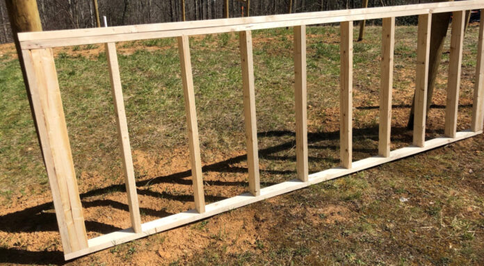 Framing of the 12'x4' rear wall is complete.