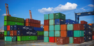 Containers in a port