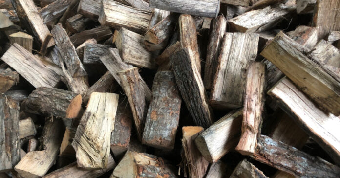 A pile of firewood waiting to be stacked