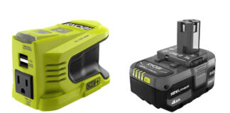 Ryobi inverter and 18-volt battery