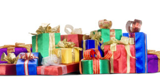 Colorfully wrapped gifts