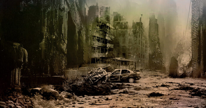 A city destroyed in war