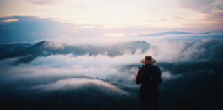 A man alone on a mountain