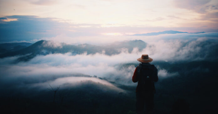 A man alone on a mountain