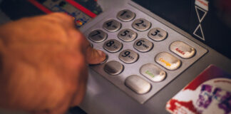 Customer using an ATM