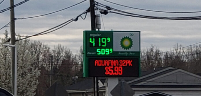 A picture of gasoline selling for $4.19