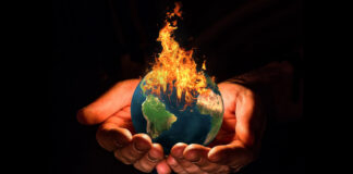 Globe on fire