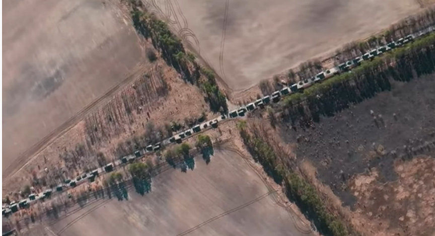 Just some of the unmoving 40-mile long convoy