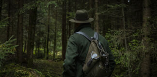 A man alone in the forest