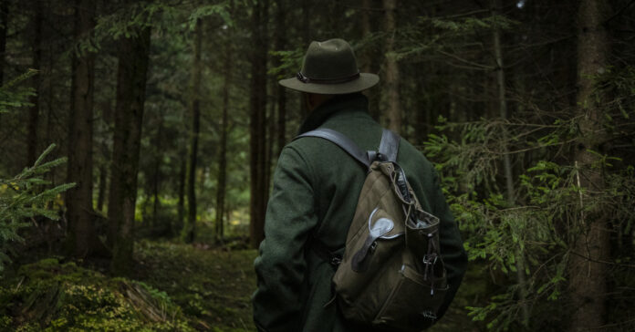 A man alone in the forest