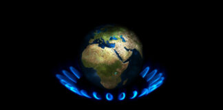Natural gas flame surrounding the globe