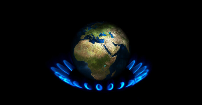 Natural gas flame surrounding the globe