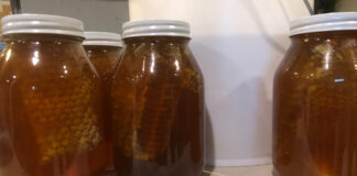 Chunk honey in quart jars