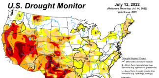 Drought monitor for July 12, 2022