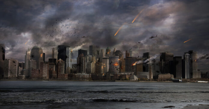 A city under attack.