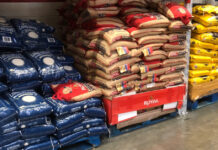 Pallets of rice at Sam's Club