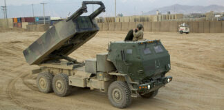 A HIMAR, or High Mobility Artillery Rocket System