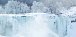 Niagara falls in the winter.