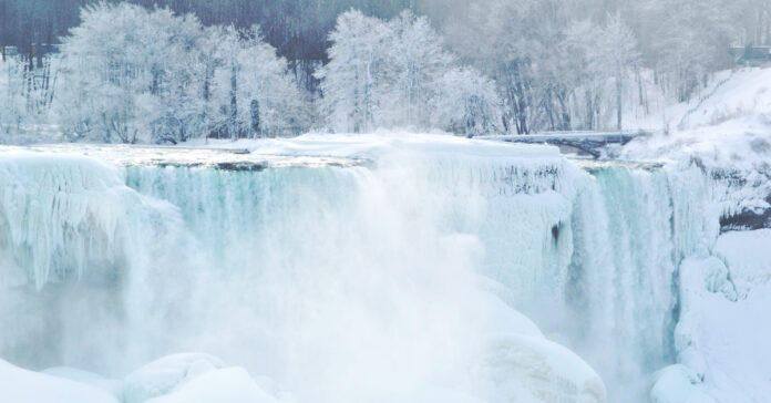 Niagara falls in the winter.
