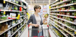 Grocery shopper in an aisle