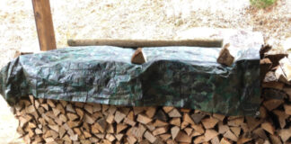 Tarp on a woodpile