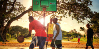 a pickup basketball game