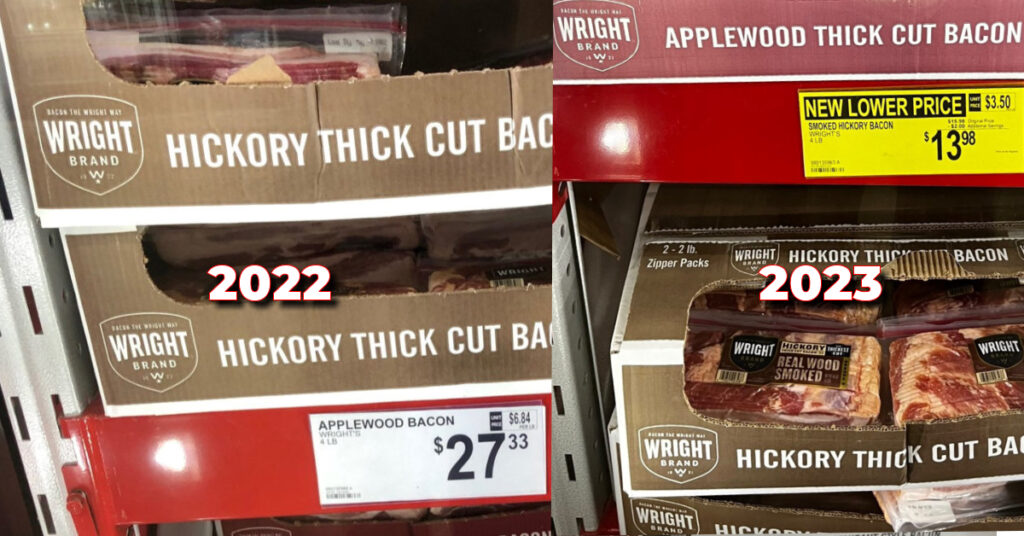 Bacon pricing now and a year ago