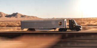 UPS truck on the highway