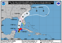 Hurricane Idalia's projected path as of 7 a/,/ 8/28/23.