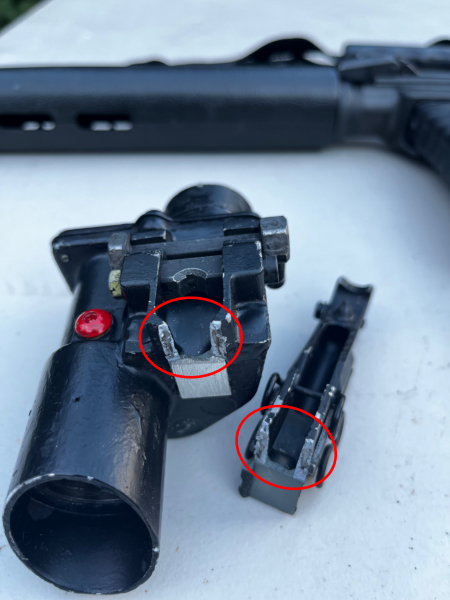 You can see where the mount sheered off the optic.