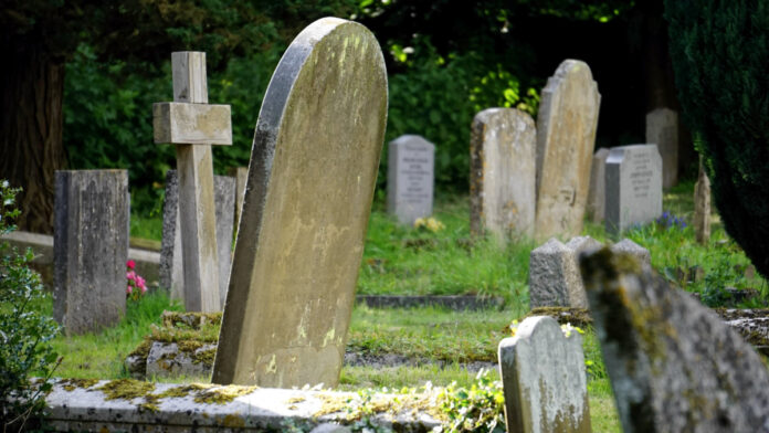 A cemetery or graveyard