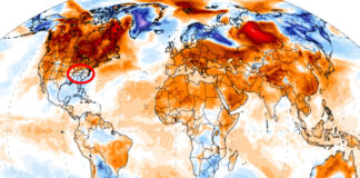 Map of weather anomalies