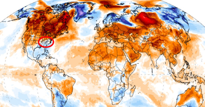 Map of weather anomalies