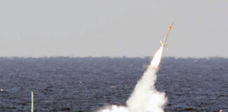 A Tomahawk Missile fired by a U.S. submarine