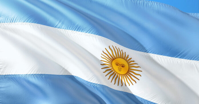 The flag of Argentina.