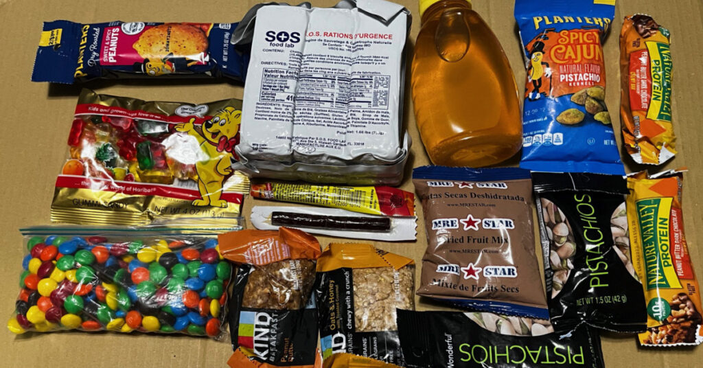 Pete was surprised to find he carries almost 9,000 calories in his Every Day Carry backpack.  The honey and lifeboat rations account for more than half.